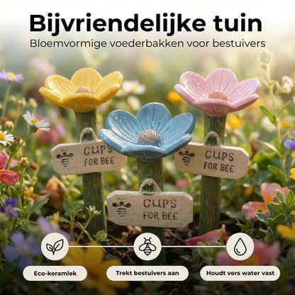 Bloemvormige drinkplaats voor bijen💧