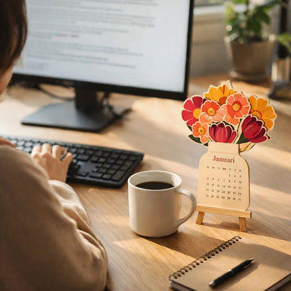 Houten Bloeiende Bloemen Jaarkalender