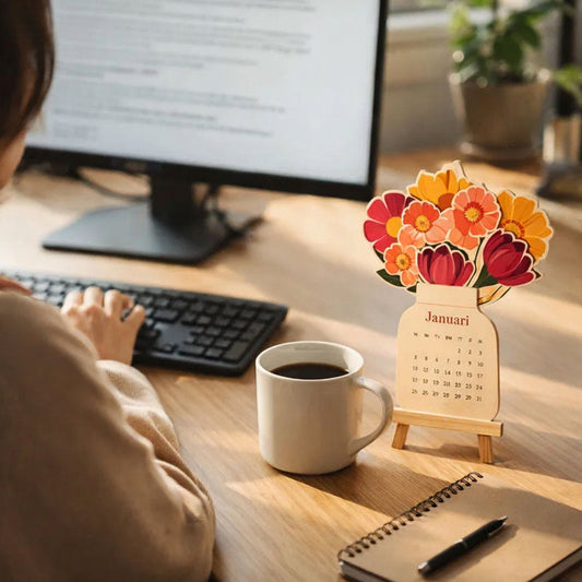 Houten Bloeiende Bloemen Jaarkalender