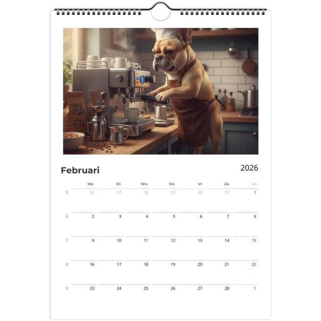Franse buldog Kalender 2026 - Dagelijkse activiteiten