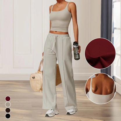 Mouwloze, ademende yogatop met ingebouwde BH