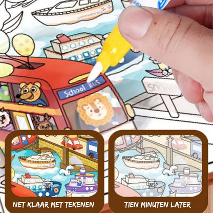 2-in-1 magisch Montessori-verhalenboek om in te kleuren en mee te spelen