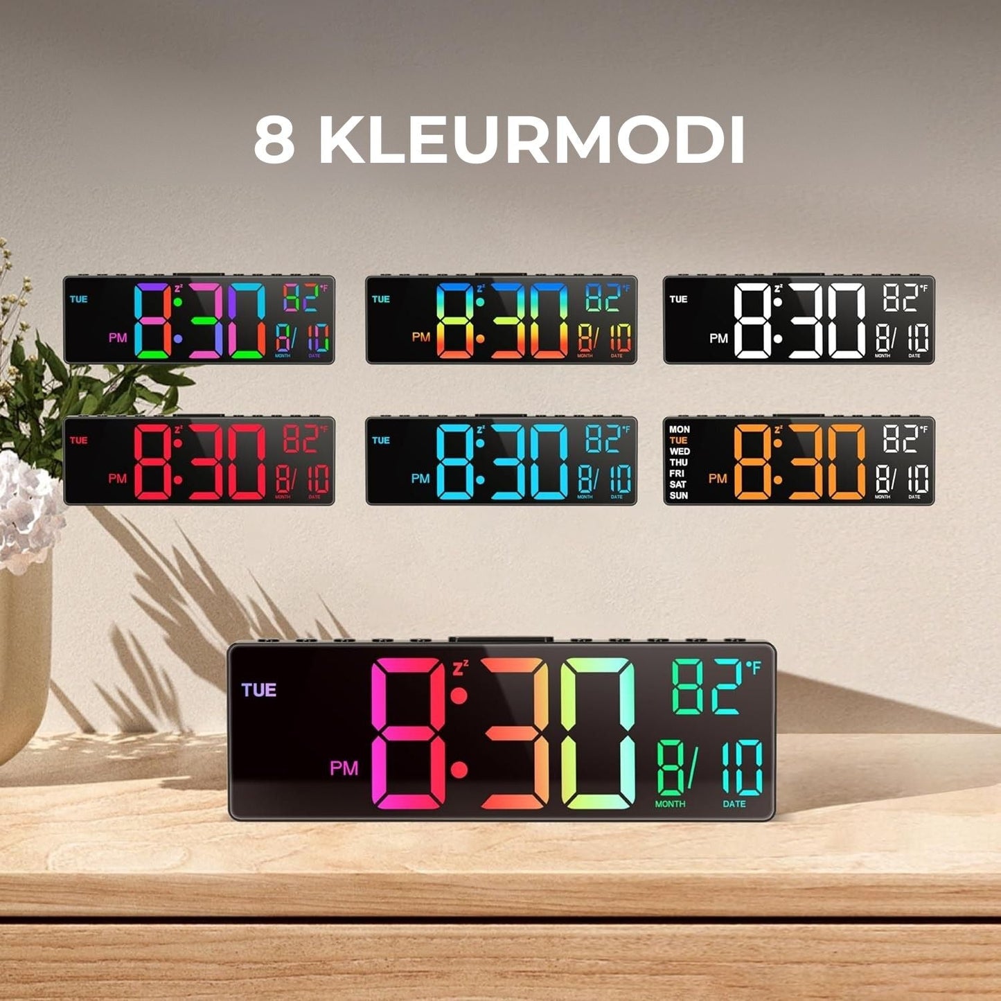 10.5'' digitale grote wekker met 8-in-1 RGB kleuren