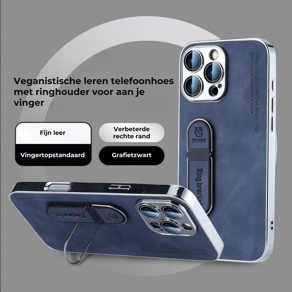 Veganistisch Leren iPhone Hoesje met Ringhouder