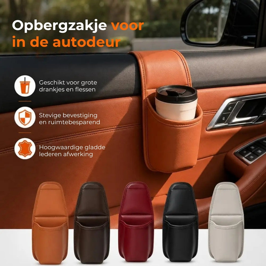 Leren Autodeur Bekerhouder