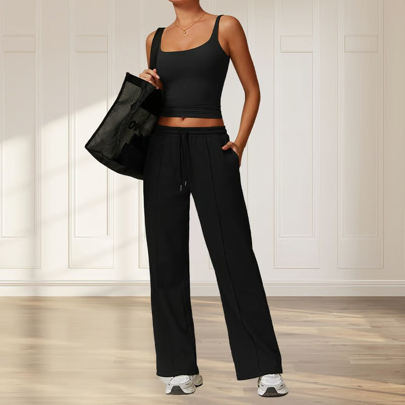 Mouwloze, ademende yogatop met ingebouwde BH