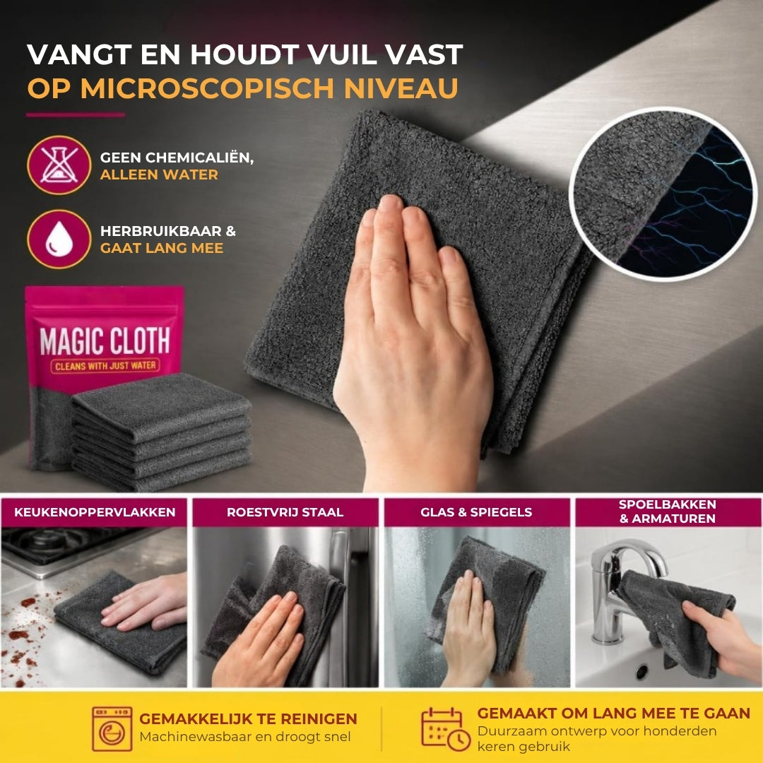 Microvezel Reinigingsdoekjes - Herbruikbaar en Zonder Strepen - 5 Stuks