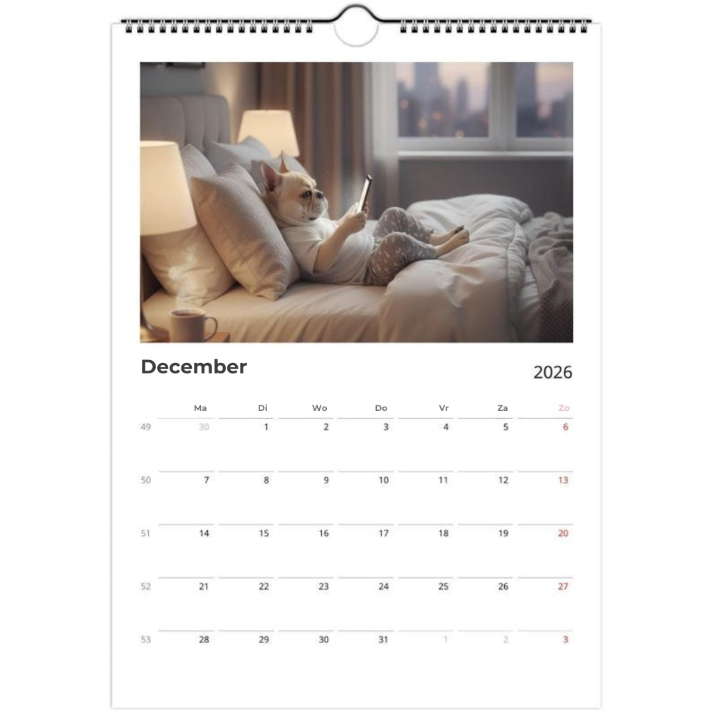 Franse buldog Kalender 2026 - Dagelijkse activiteiten