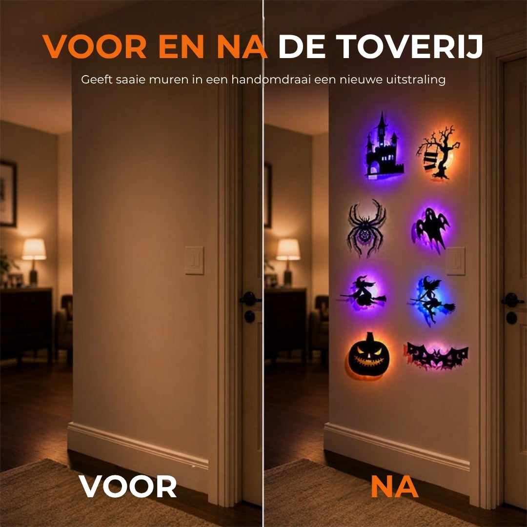 3D Halloween Glow-in-the-Dark Wandstickers - 12 Stuks