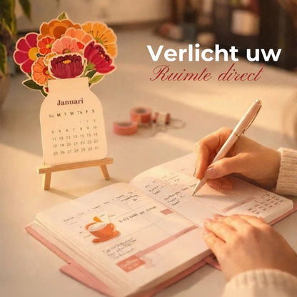 Houten Bloeiende Bloemen Jaarkalender