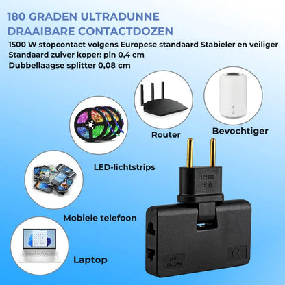 180° Ruimtebesparende Stopcontactadapter
