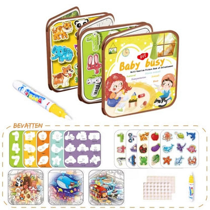 2-in-1 magisch Montessori-verhalenboek om in te kleuren en mee te spelen