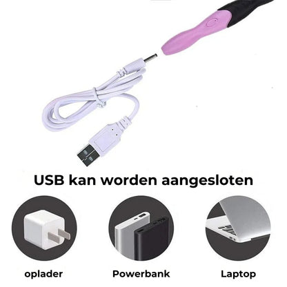 LED Verlichte Haaknaald - 9 Verschillende Opzetstukken