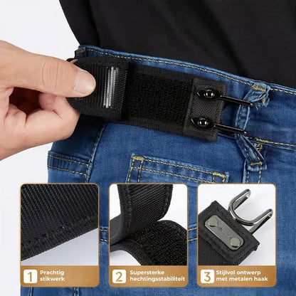 Tactische metalen haak elastische riem (unisex) Onzichtbaar ontwerp zonder gesp