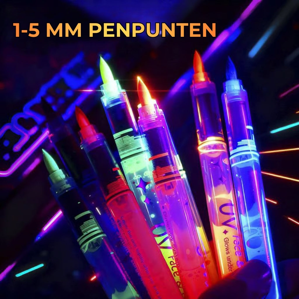 UV Glow In The Dark Markers - 8 Stuks