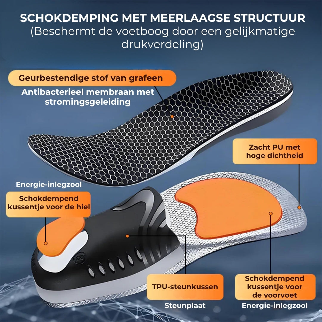 Sportinlegzolen met schokdemping en steun voor de voetboog