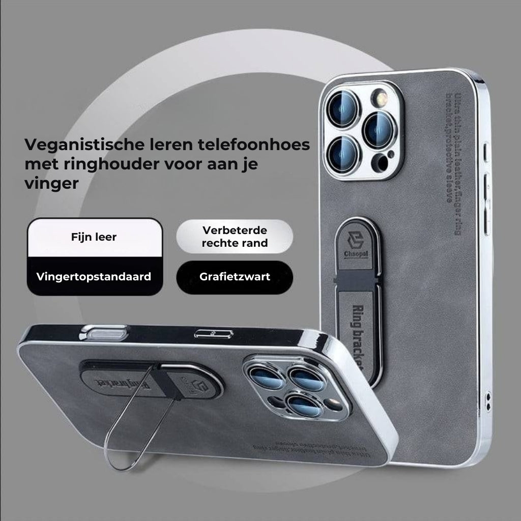 Veganistisch Leren iPhone Hoesje met Ringhouder