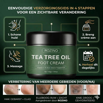 Tea Tree Oil Voetcrème | Vitamine E, aloë vera & pepermunt | Intensieve hydratatie