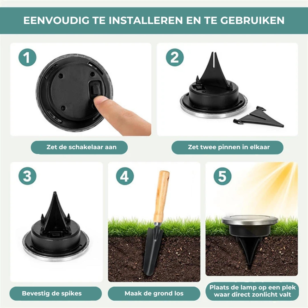 Waterdichte Grondlampen op Zonne-Energie