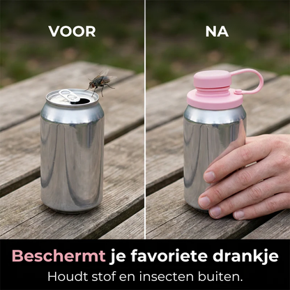Morsbestendig Siliconen Deksel met Rietje – voor Standaard Drankblikjes