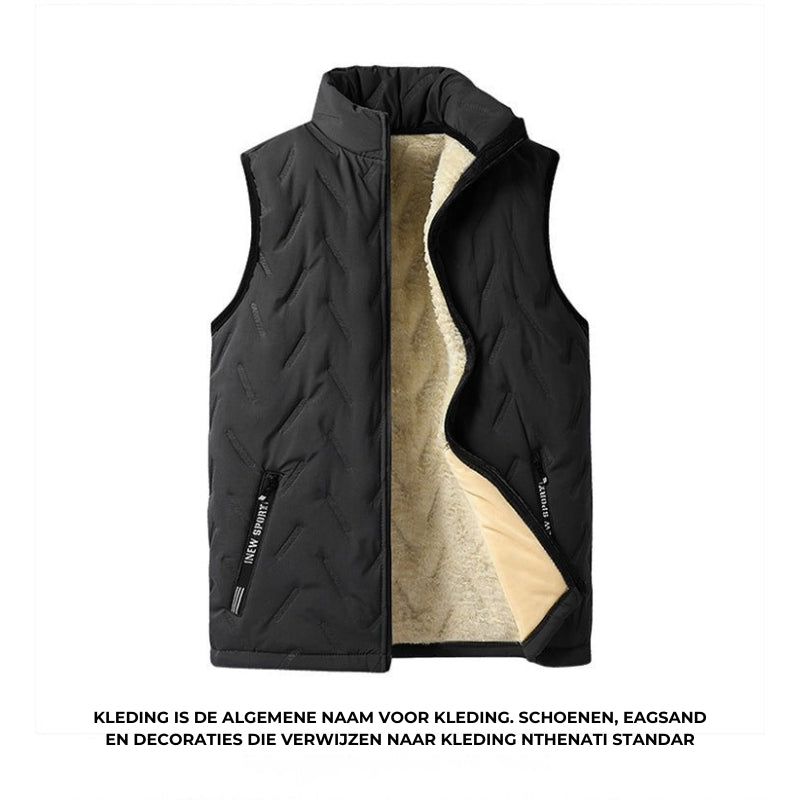 Unisex winterwarme casual mouwloze gewatteerde vest met fleecevoering