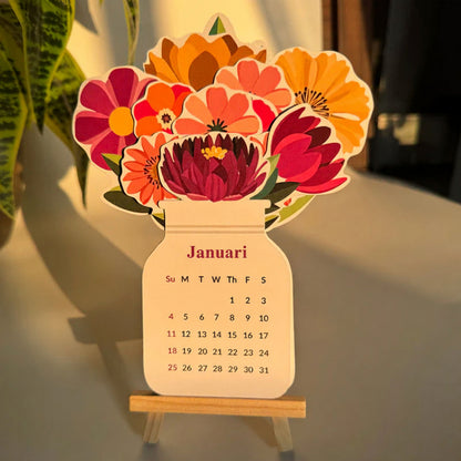 Houten Bloeiende Bloemen Jaarkalender