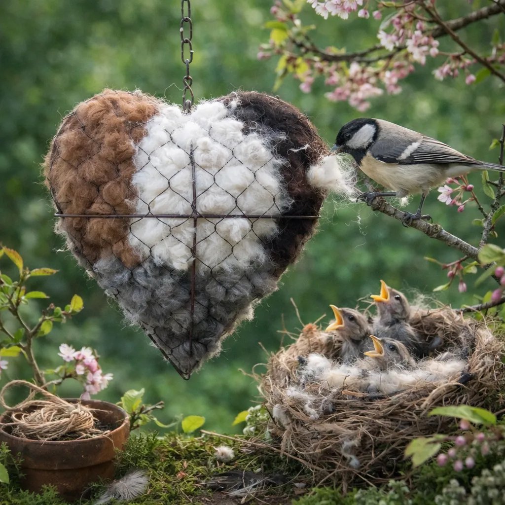 🕊️ Handgemaakt alpacawol vogelnest bekleding