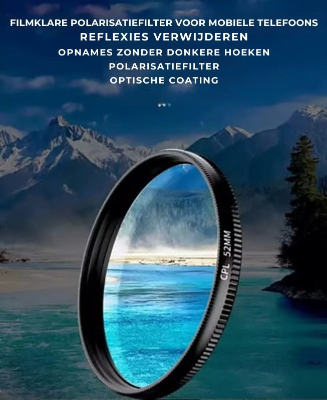 📸 Draagbare polarisatiefilter voor smartphones (geschikt voor alle modellen)