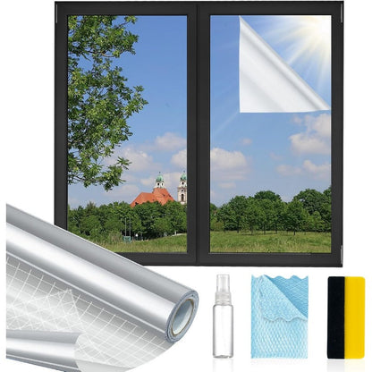 Eenrichtingsprivacyfolie – Statisch hechtende spiegelende folie met complete doe-het-zelfset