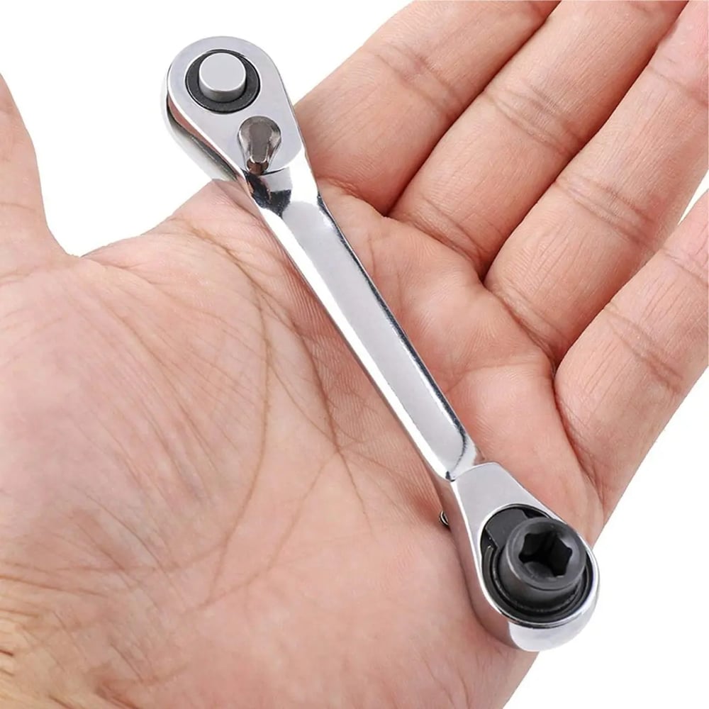 Magnetische Mini-Ratelsleutel 1/4" met Dubbele Kop