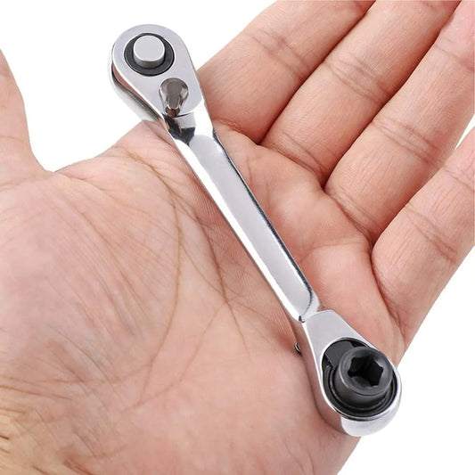 Magnetische Mini-Ratelsleutel 1/4" met Dubbele Kop
