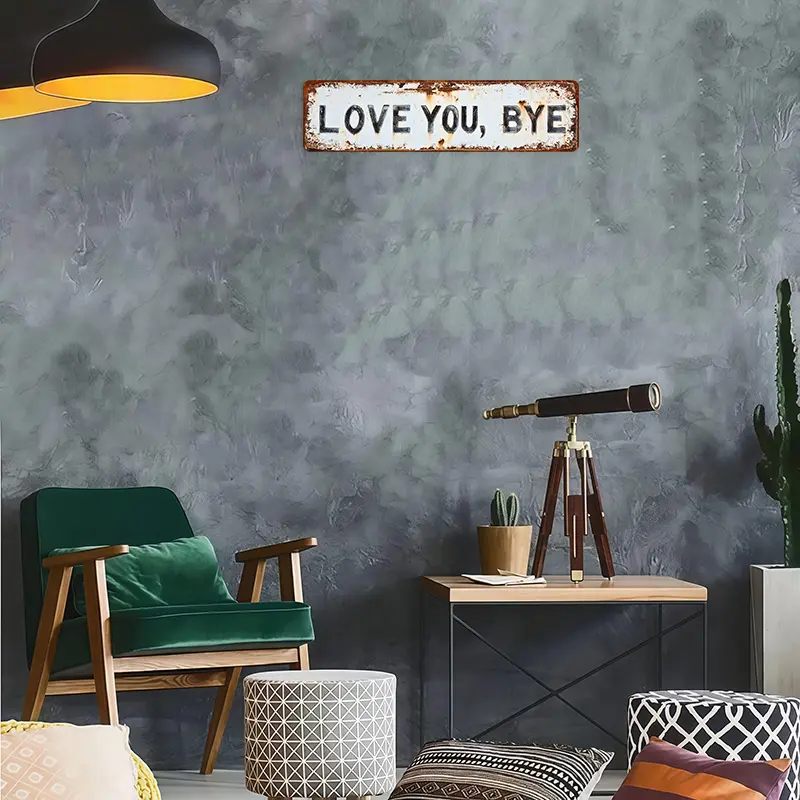 LOVE YOU, BYE – Vintage metalen wandbord