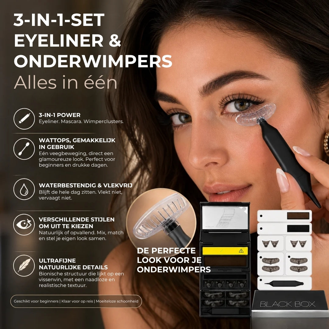 3-in-1 Eyeliner- Mascara- en Wimperstempel