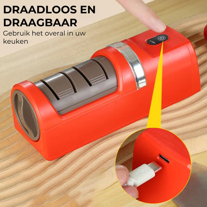 Automatische Keukenmessen Slijper – Snel slijpen, oplaadbaar en draadloos 🗡️🔋