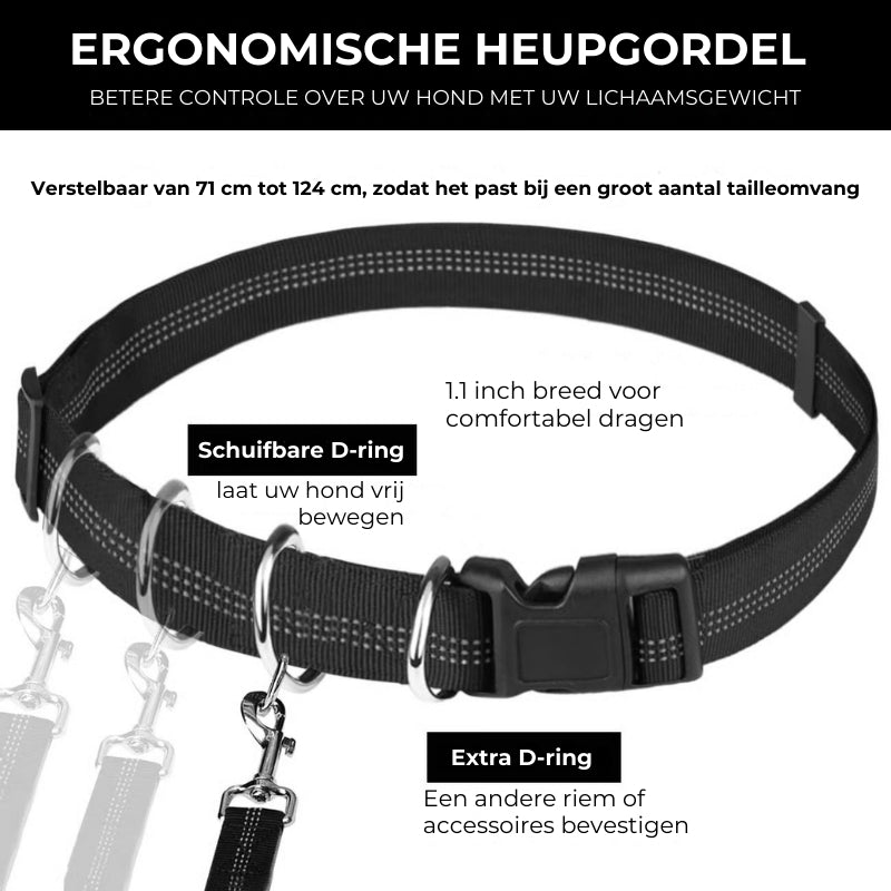 Handsfree hondenriem met praktische heuptas