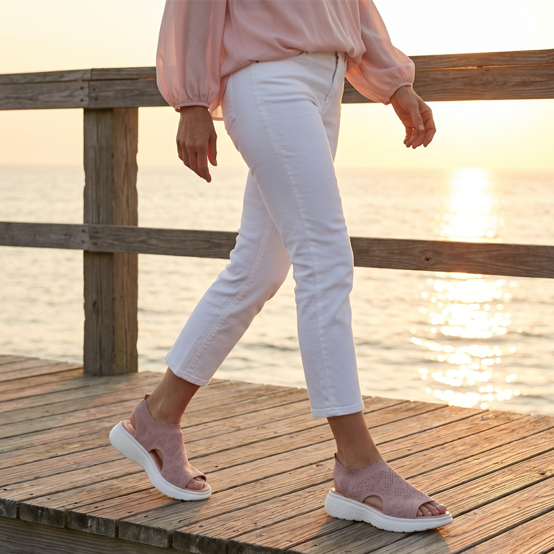 Ademende Dames Sandalen met Schokdempende Zolen