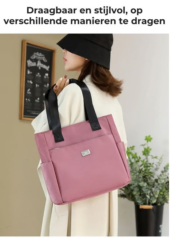 Ruime, Waterafstotende Nylon Schoudertas Met Meerdere Vakken