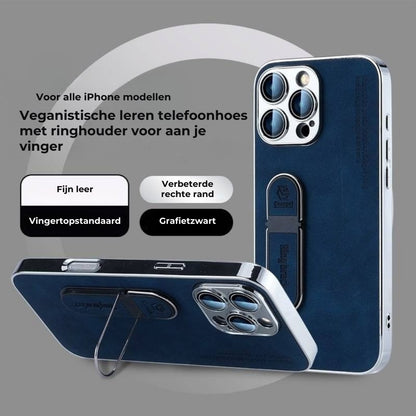 Veganistisch Leren iPhone Hoesje met Ringhouder