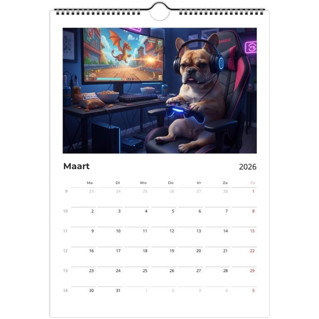 Franse buldog Kalender 2026 - Dagelijkse activiteiten