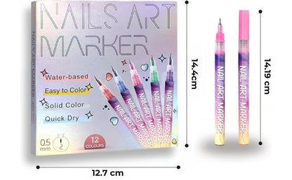 Nagelkunstpennen (set van 12 kleuren)
