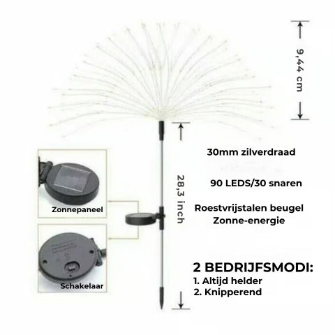 Zonne-energie Tuinvuurwerklamp