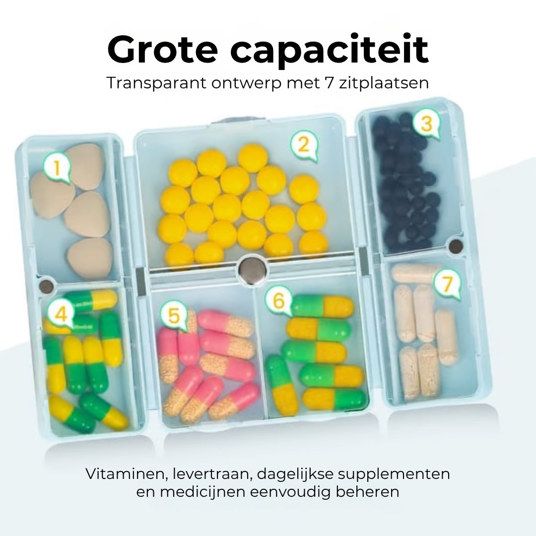 Opvouwbaar Pillendoosje met 7 Vakjes