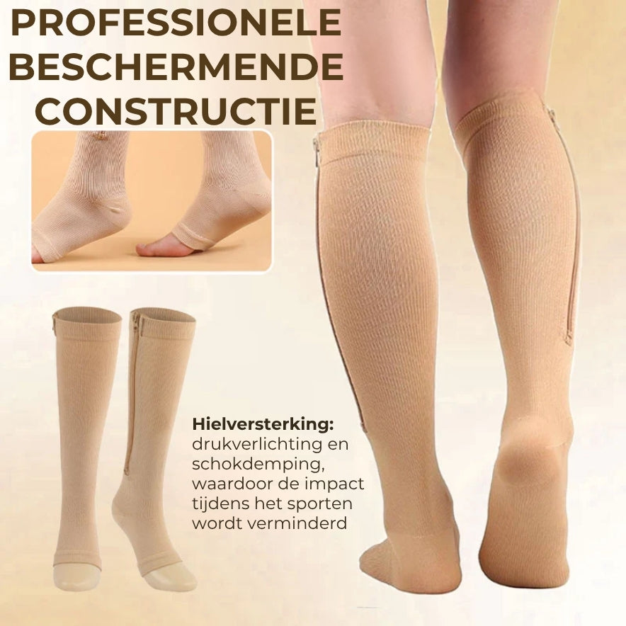 Compressiekousen met ritssluiting voor gemakkelijk aantrekken