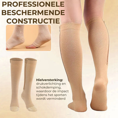 Compressiekousen met ritssluiting voor gemakkelijk aantrekken