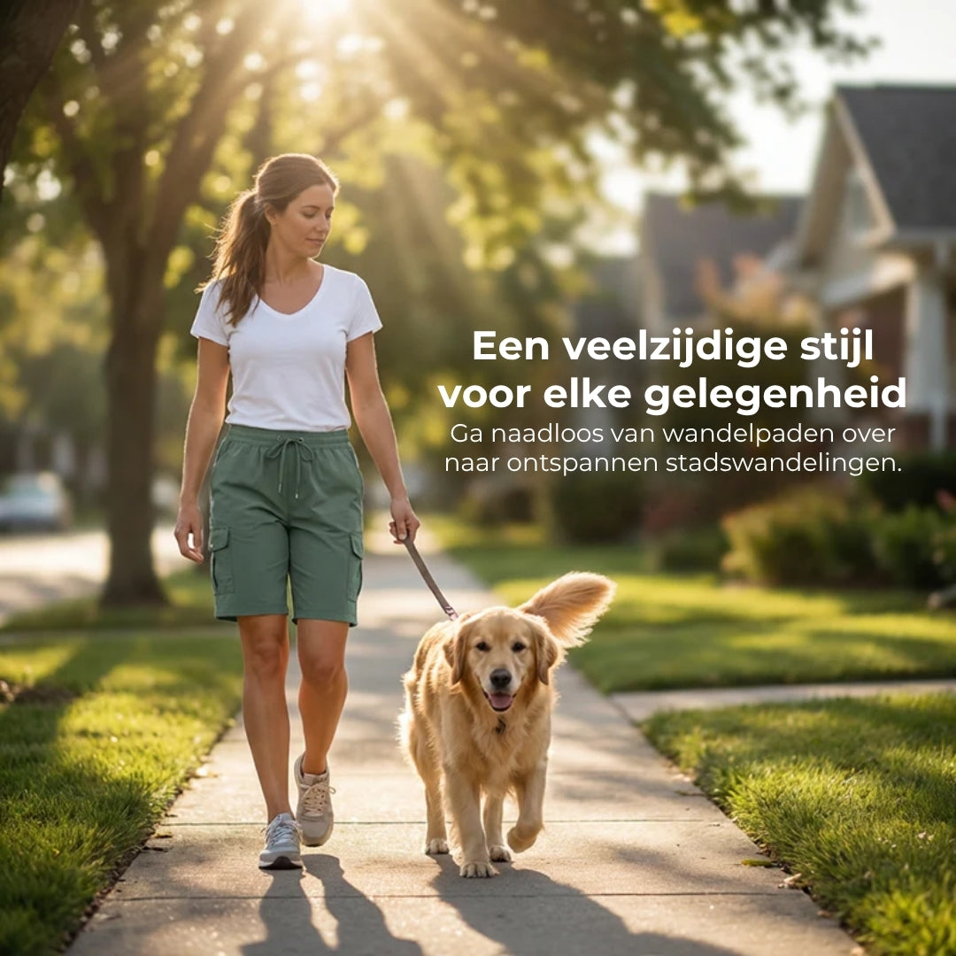 Sneldrogende cargoshort voor dames met zakken