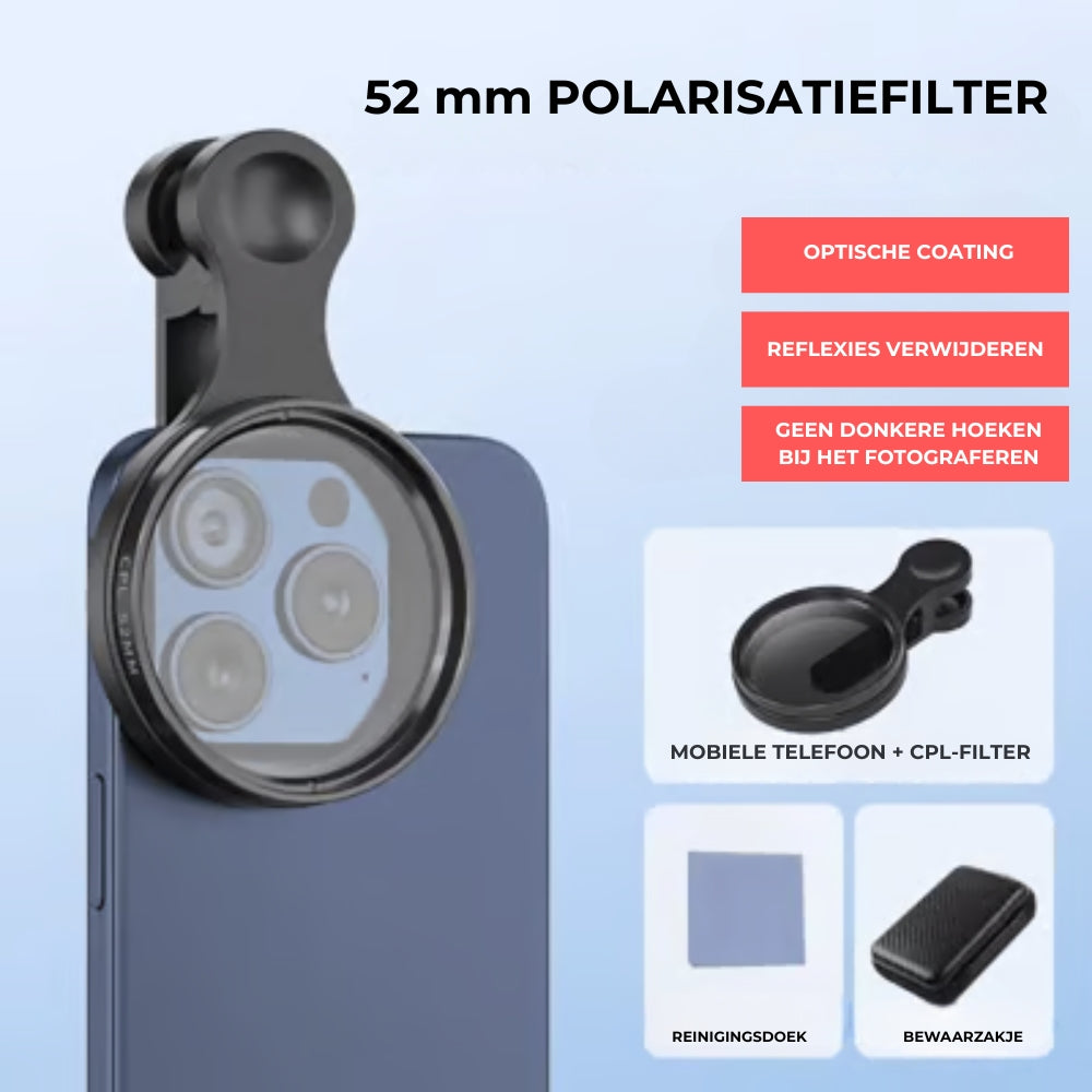 📸 Draagbare polarisatiefilter voor smartphones (geschikt voor alle modellen)