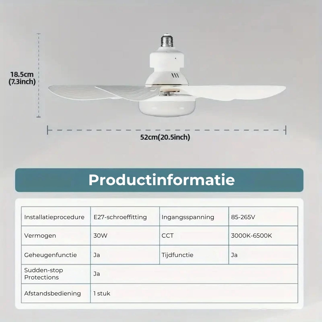 40W LED-plafondventilator met verlichting – 52 cm, ultrastil met afstandsbediening