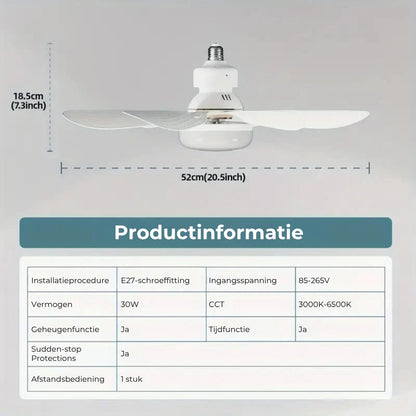 40W LED-plafondventilator met verlichting – 52 cm, ultrastil met afstandsbediening