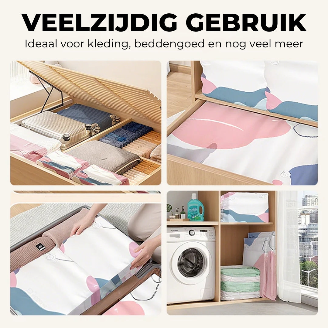 Plaatsbesparende Vacuümopbergzakken zonder Pomp - 3 Stuks