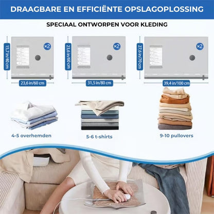 6-pak USB Elektrische Vacuümcompressiezakken - Bespaar ruimte, reis licht!